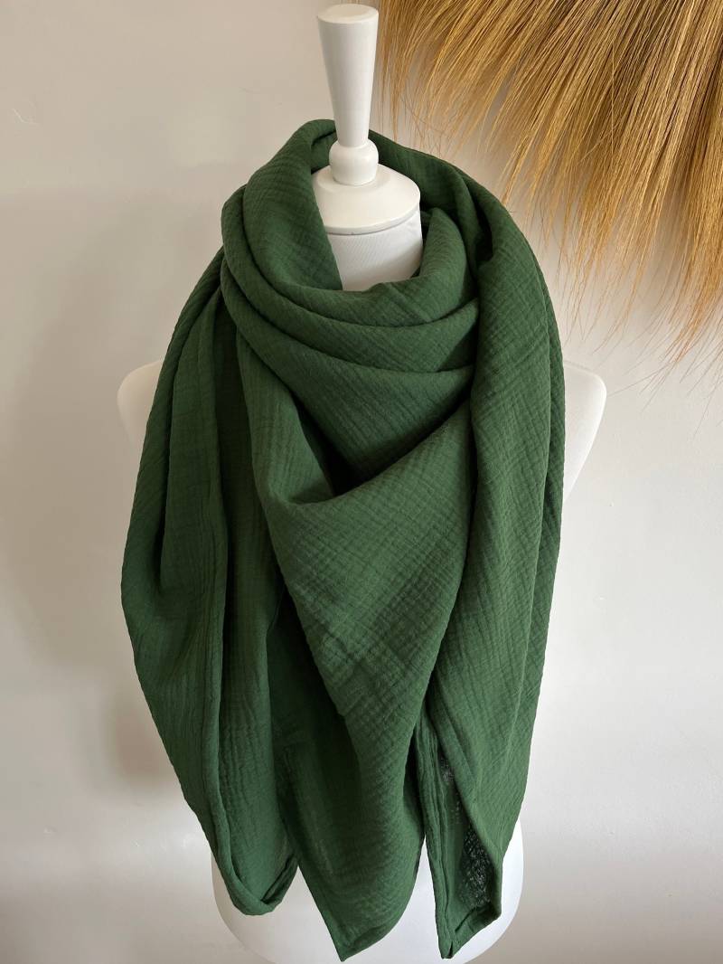 xxl Bio-Musselintuch Juniper Damen Dreieckstuch Tuch Schal Pareo Stilltuch Mamatuch Grün von CogaDesign