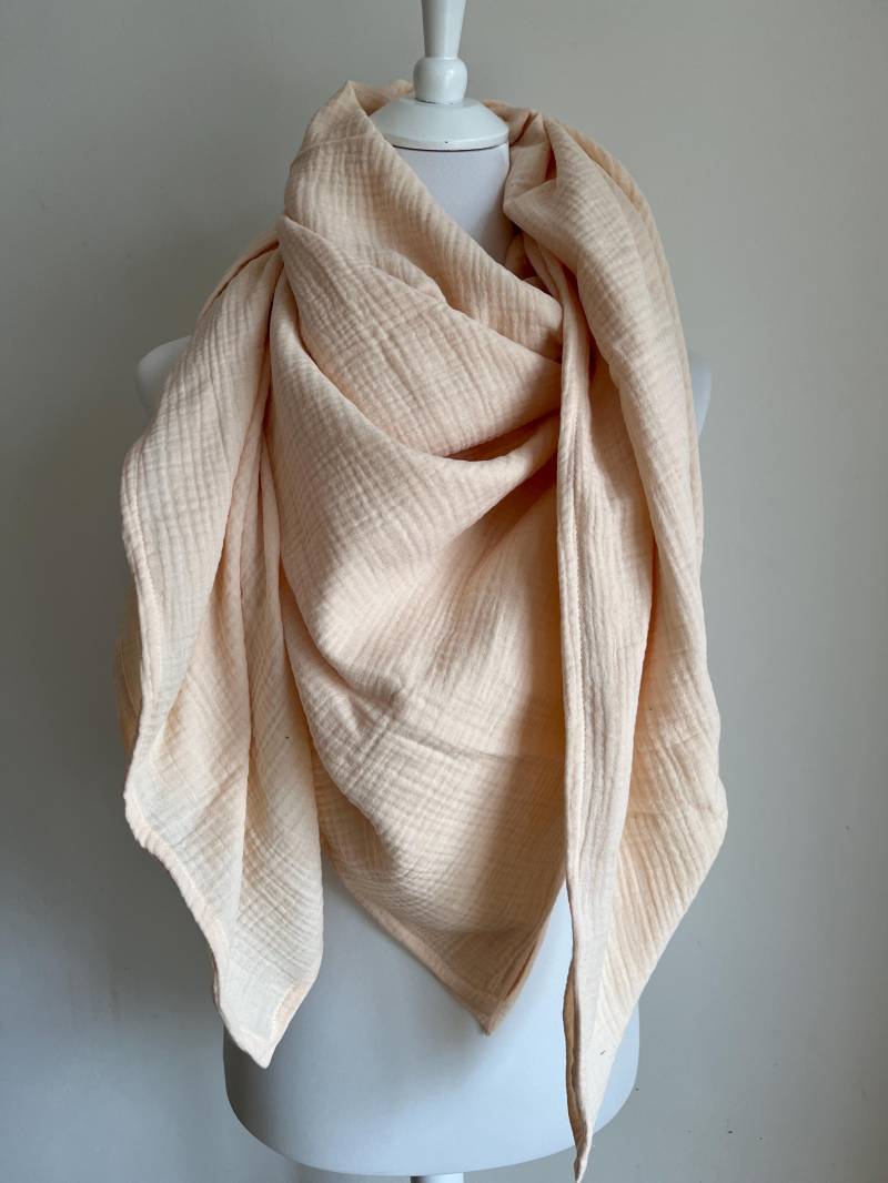 xxl Musselintuch Bast Dreieckstuch Tuch Bio-Musselin Damen, Schal Musselin Ecru von CogaDesign