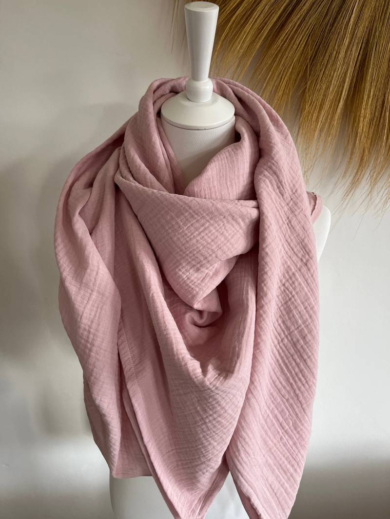xxl Musselintuch Hazy Lilac Dreieckstuch Tuch Bio-Musselin Damen, Schal Rose, Mamatuch von CogaDesign