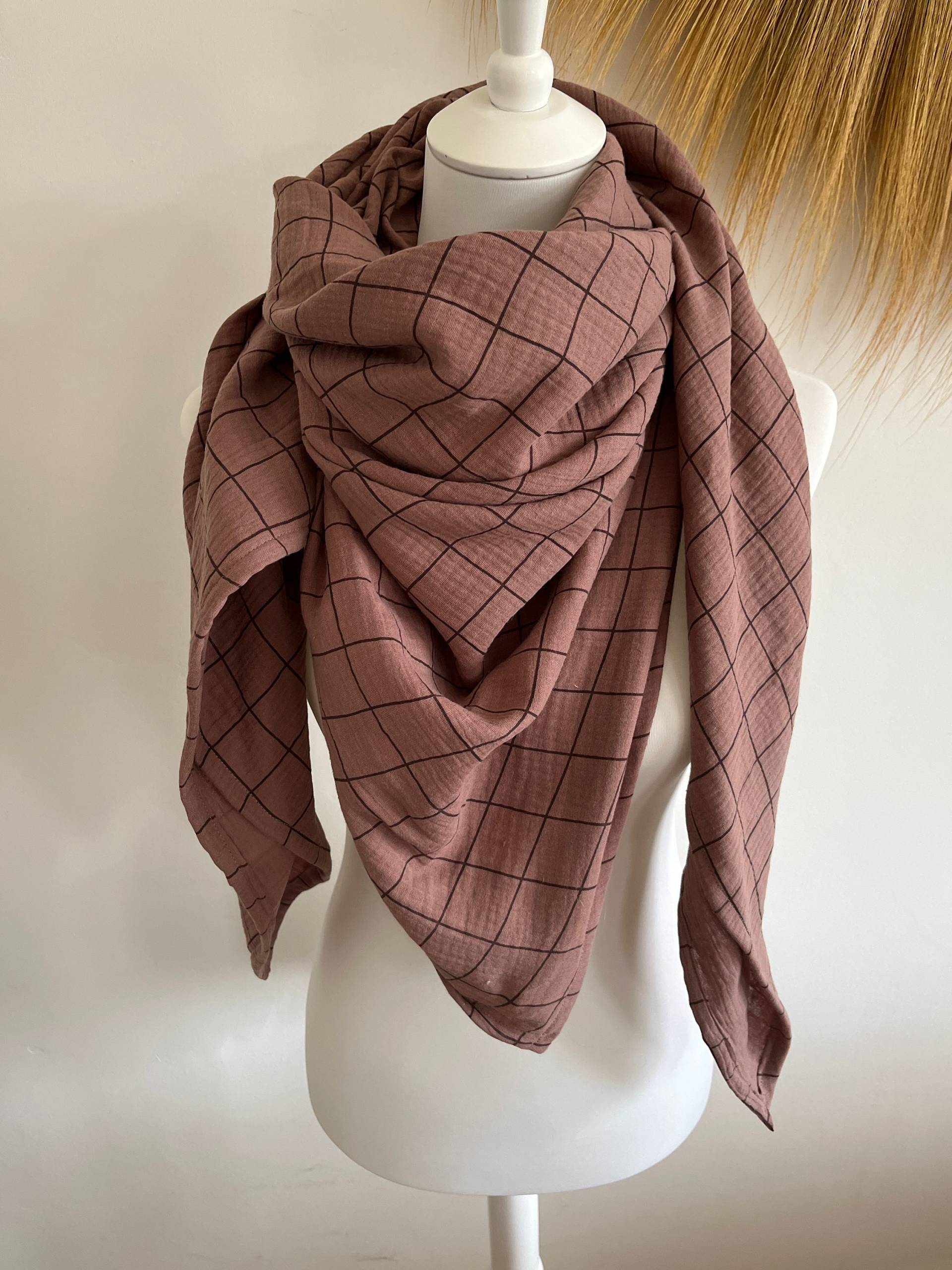 xxl Musselintuch Karo Dreieckstuch Tuch Bio-Musselin Damen, Schal , Mamatuch; Yogatuch, Pareo von CogaDesign