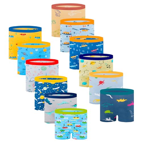 Cogindss Xmrlvn Unterhosen Jungen Boxershorts Baumwolle,5-7 Jahre,12er Pack,Mehrfarbig,Größe L von Cogindss Xmrlvn