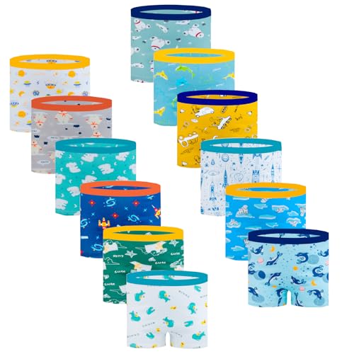 Cogindss Xmrlvn Unterhosen Jungen Boxershorts Baumwolle,7-9 Jahre,12er Pack,Mehrfarbig,Größe XL von Cogindss Xmrlvn