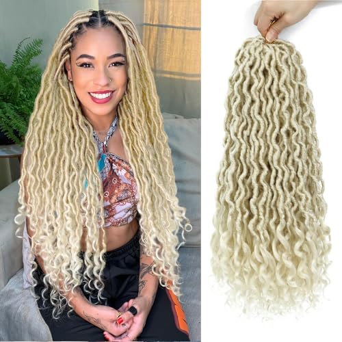 613 Goddess Locs Häkelhaar, 45,7 cm, 6 Packungen mit gelockten Enden, vorgeschlungene Kunstlocken, Häkelhaar für schwarze Frauen, Göttinenhaar (45,7 cm, 6 Packungen, #613) von Cohariss