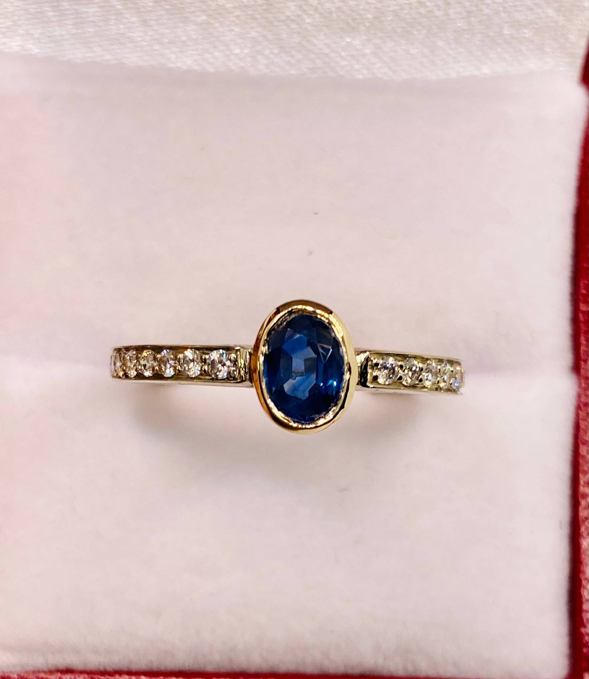Wunderschöne Vintage 14K Gelbgold Natürliche Saphir Und Diamanten Ring Band von CohenBrilliants