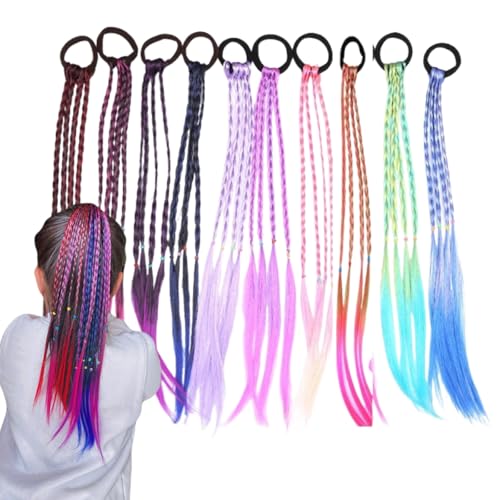 10 Stück Farbige Haarverlängerung HaarsträHnen Kinder Clip Haarschmuck Mädchen Bunte Haarsträhnen für Halloween Party Urlaub Versammlung Dekoration Gefälligkeiten von Cohentbliss