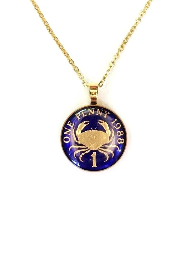 Emaille Krebs Sternzeichen Anhänger Vergoldeter Krabben Anhänger von CoinArte