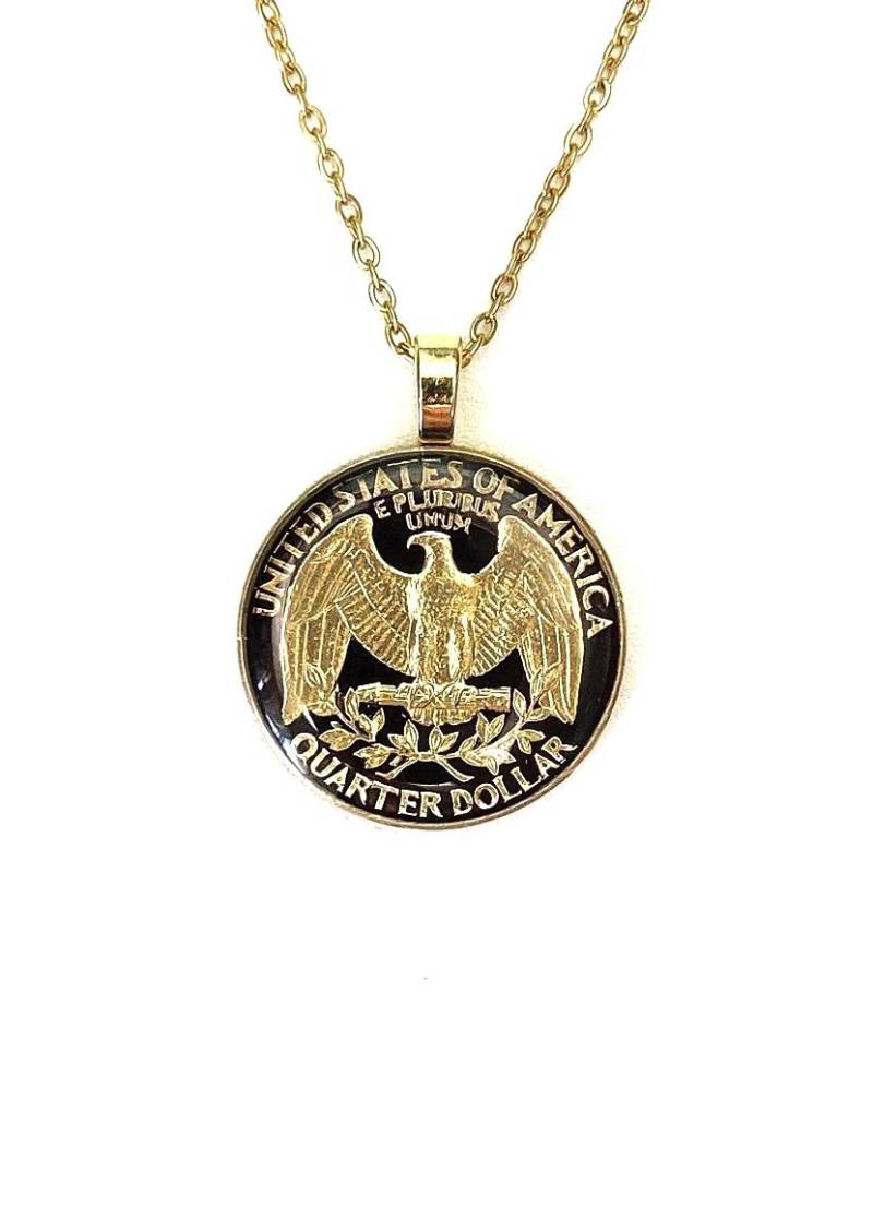 Hand Emaillierter Adler Anhänger Vergoldeter Us Schmuck von CoinArte