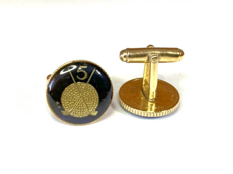 Handbemalte Golf Manschettenknöpfe Isle Of Man Schmuck, Trauzeuge Geschenk von CoinArte