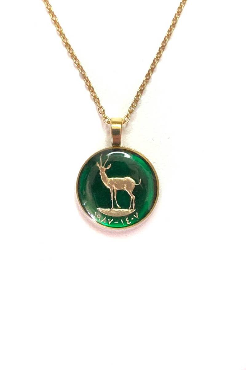 Handbemalter Emaille Anhänger Vergoldete Vae Halskette von CoinArte