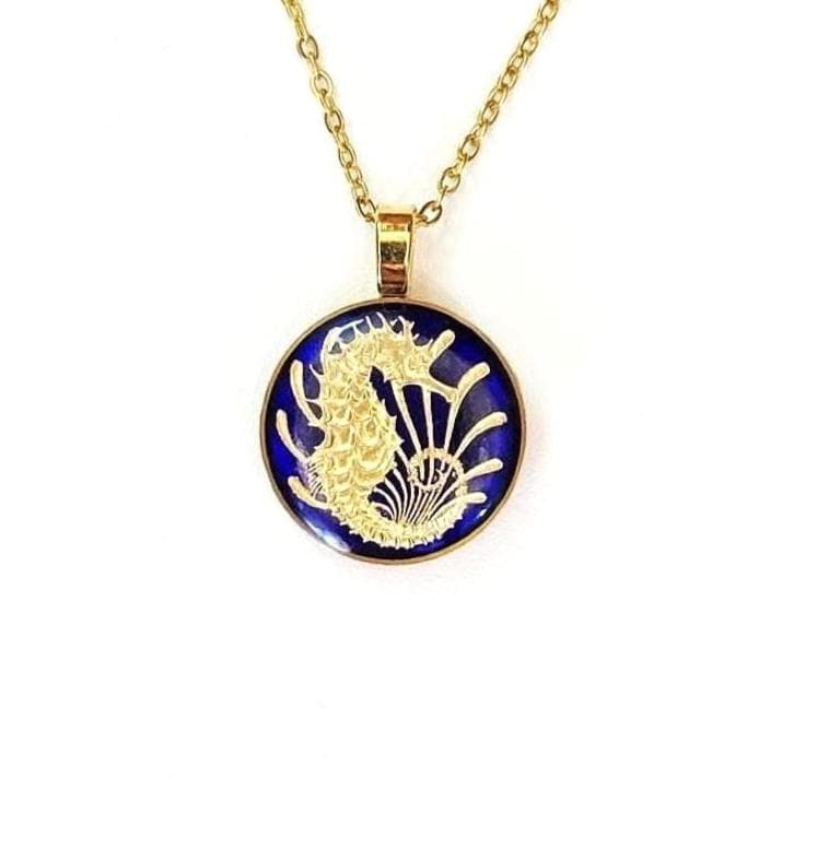 Seepferd Anhänger, Gold Singapur Schmuck, Halskette, Geschenk Für Sie, Fisch Schmuck von CoinArte