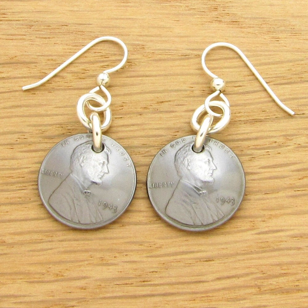 1943 Stahl Ohrringe, Geburtstag, Jubiläum, Abschlussfeier 1943 Stahl Ohrringe, Geburtstag, Jubiläum, Abschlussfeier von CoinCollectionShop