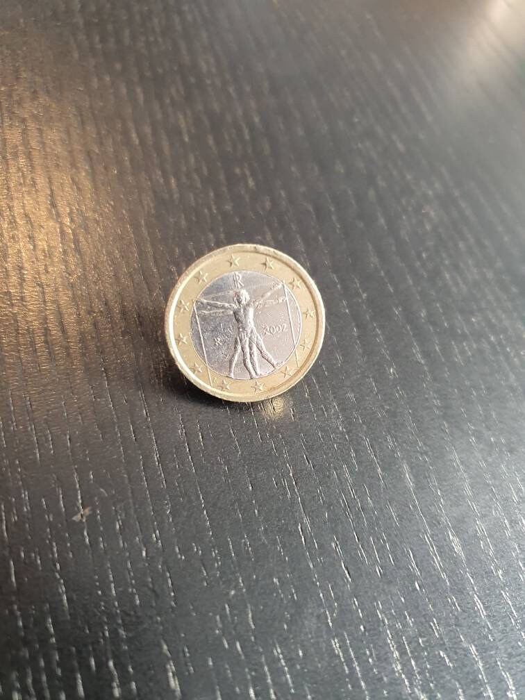 Anstecknadel Pin Münze Italien 1 Euro De Vitruvian Man Leonardo Da Vinco Bicolor von CoinCraftShop