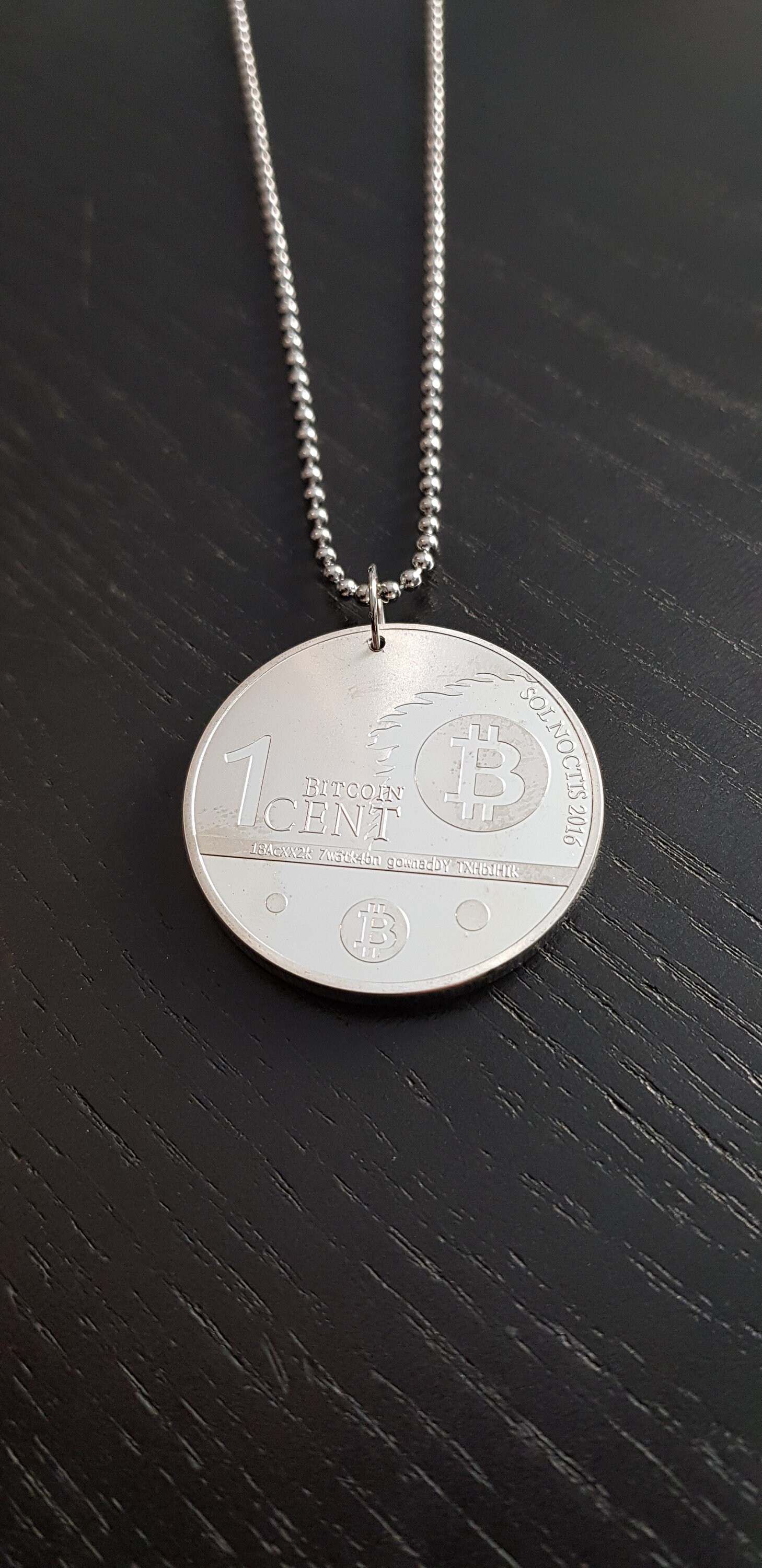 Kugelkette Münze Medaille 1 Bitcoin Cent 60cm Selten Schwerer Anhänger von CoinCraftShop