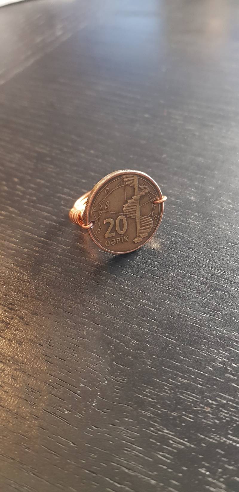 Münzring Aserbaidschan 20 Qapik Echte Münze Treppe Aus Gewickeltem Schmuckdraht von CoinCraftShop