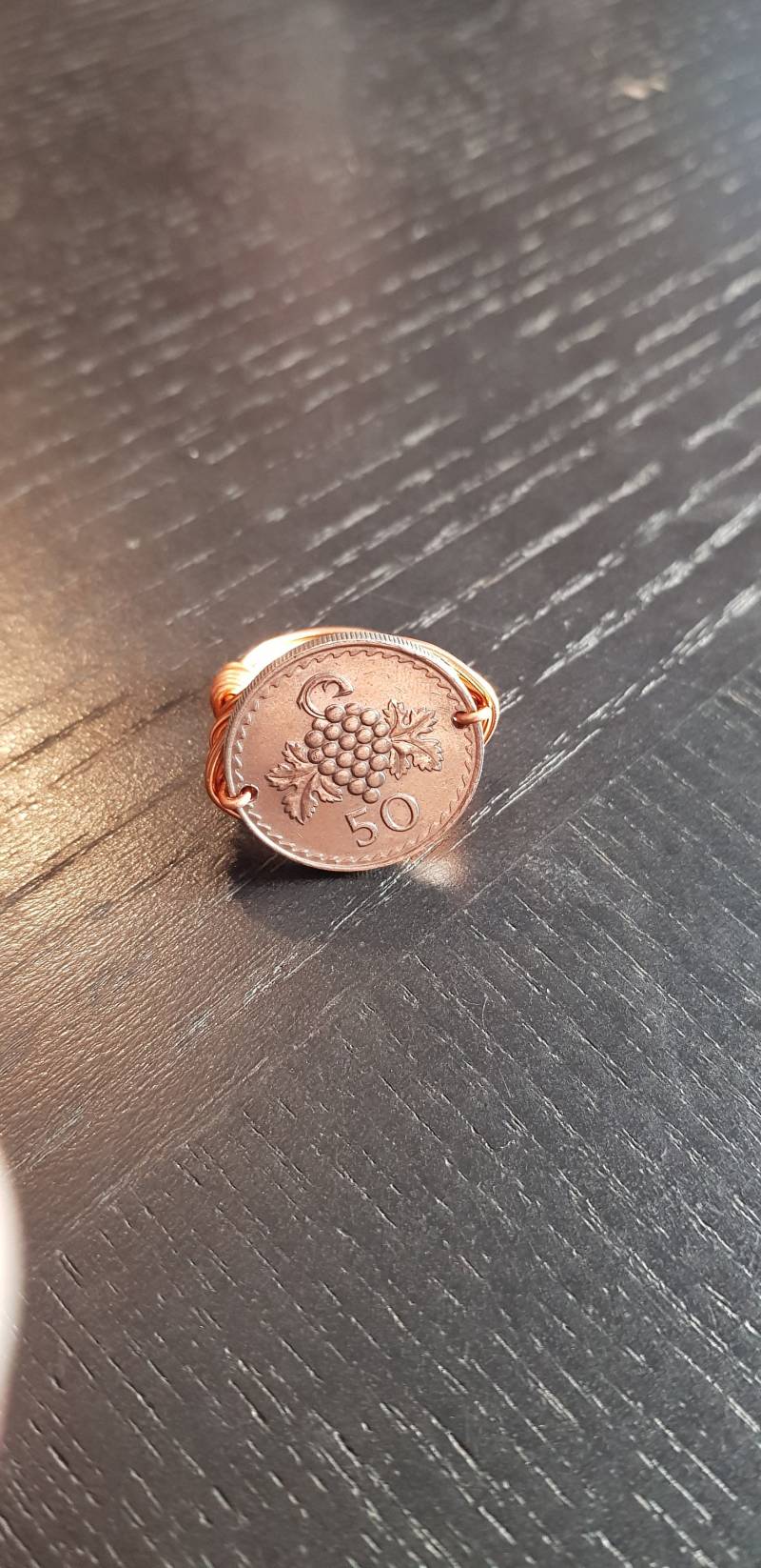 Münzring Damen Zypern 50 Mils Weintraube Weinrebe Echte Münze Aus Schmuckdraht von CoinCraftShop