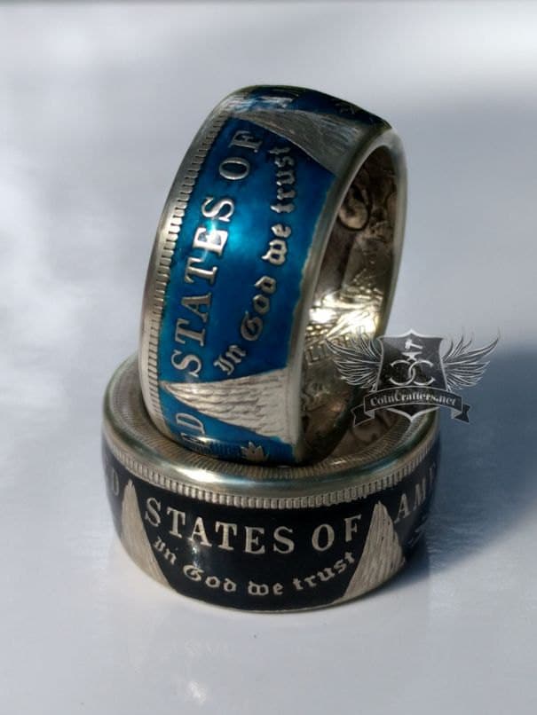Colorized Morgan Silber Dollar Münze Ring - Pulverbeschichtet Herrenschmuck Colorized Morgan Silber Dollar Münze Ring - Pulverbeschichtet Herrenschmuck von CoinCraftersShop