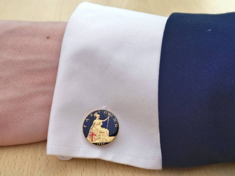 1925 George V Farthing - Emaillierte Manschettenknöpfe von CoinCreationsShop