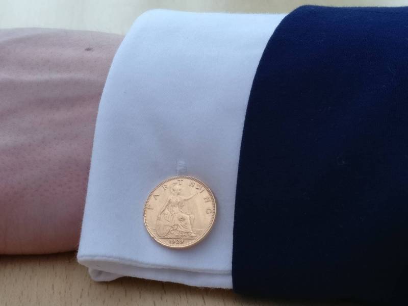 1929 George V Farthing - Vergoldete Manschettenknöpfe von CoinCreationsShop
