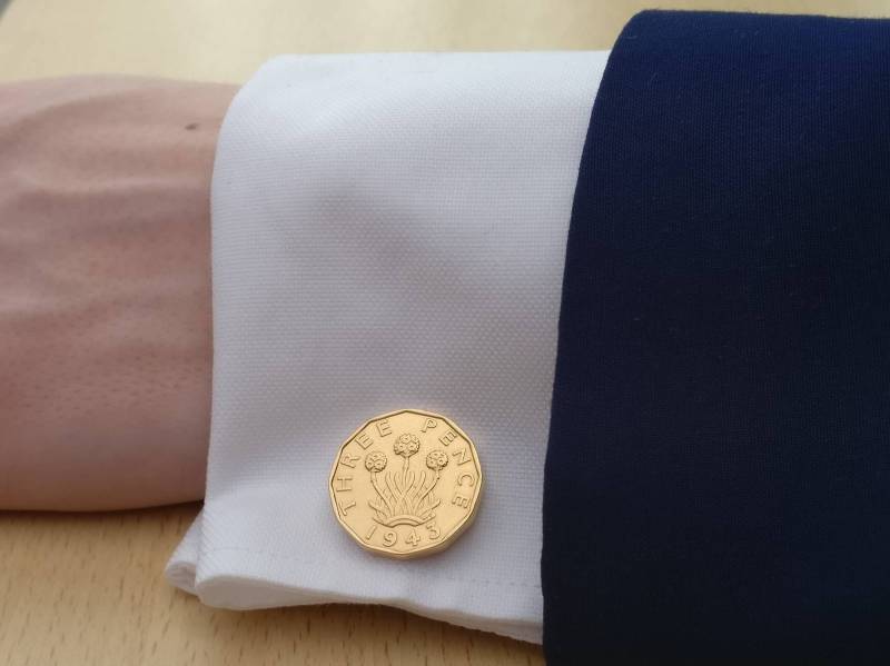 1943 Dreigroschen - Manschettenknöpfe Mit Vergoldeter Münze von CoinCreationsShop