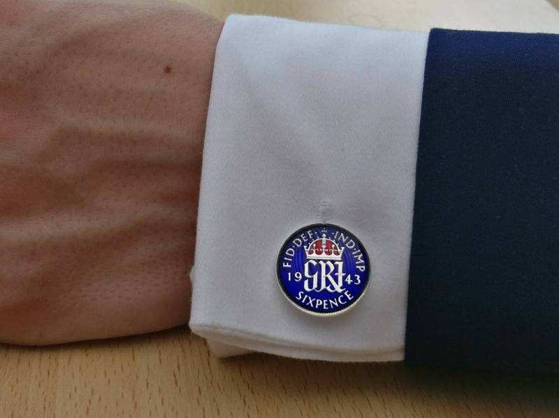 1943 George Vi Sixpence - Emaillierte Manschettenknöpfe von CoinCreationsShop