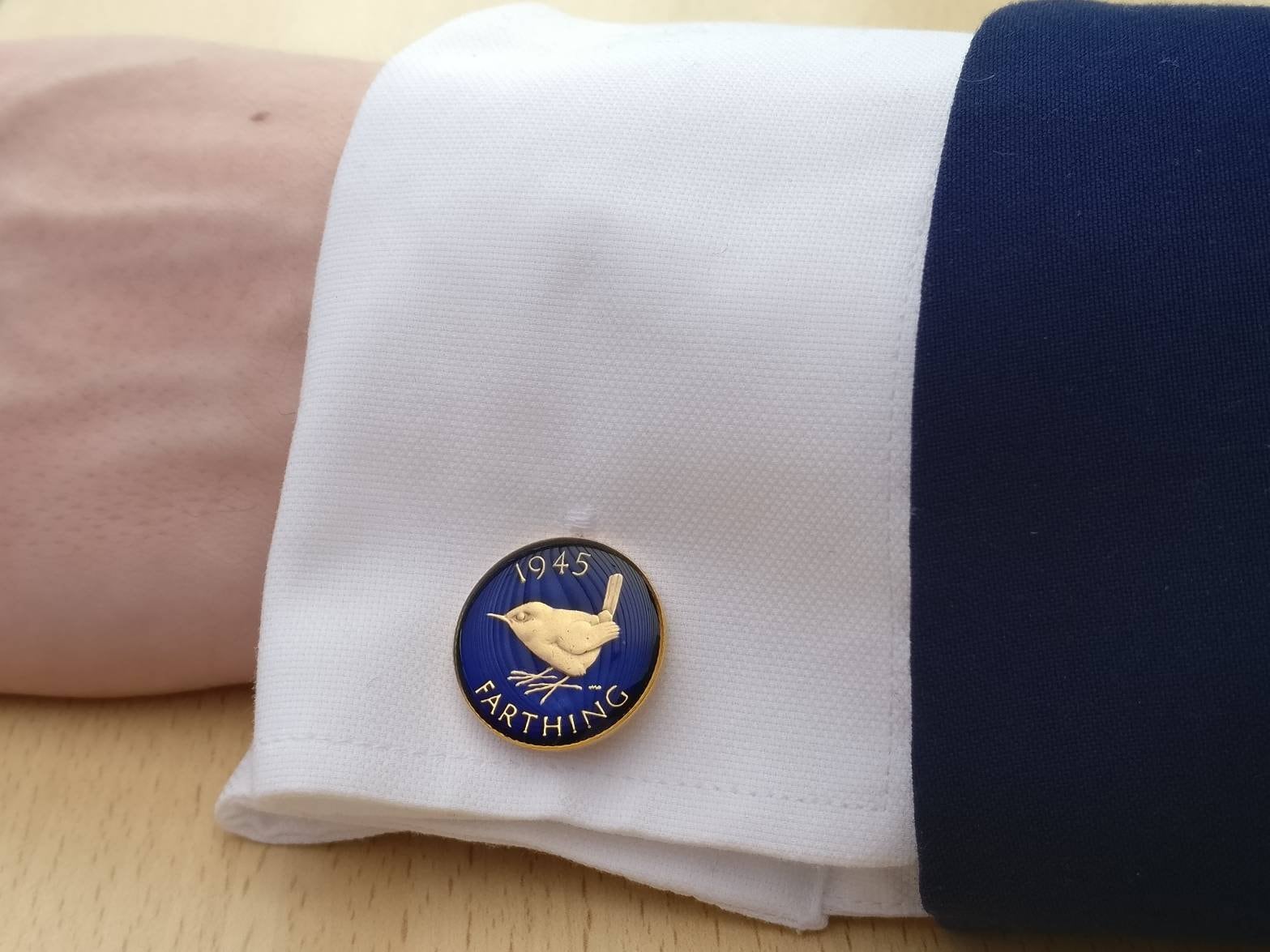 1945 George Vi Farthing - Emaillierte Manschettenknöpfe von CoinCreationsShop