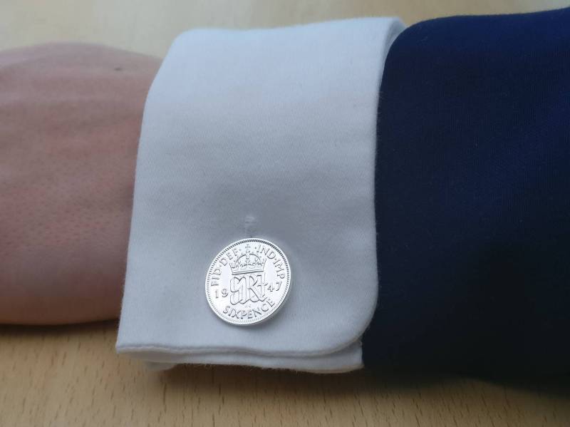 1947 Sixpence - Manschettenknöpfe Mit Versilberter Münze von CoinCreationsShop