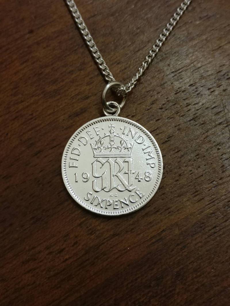 1948 George Vi Sixpence - Versilberte Münz-Halskette von CoinCreationsShop