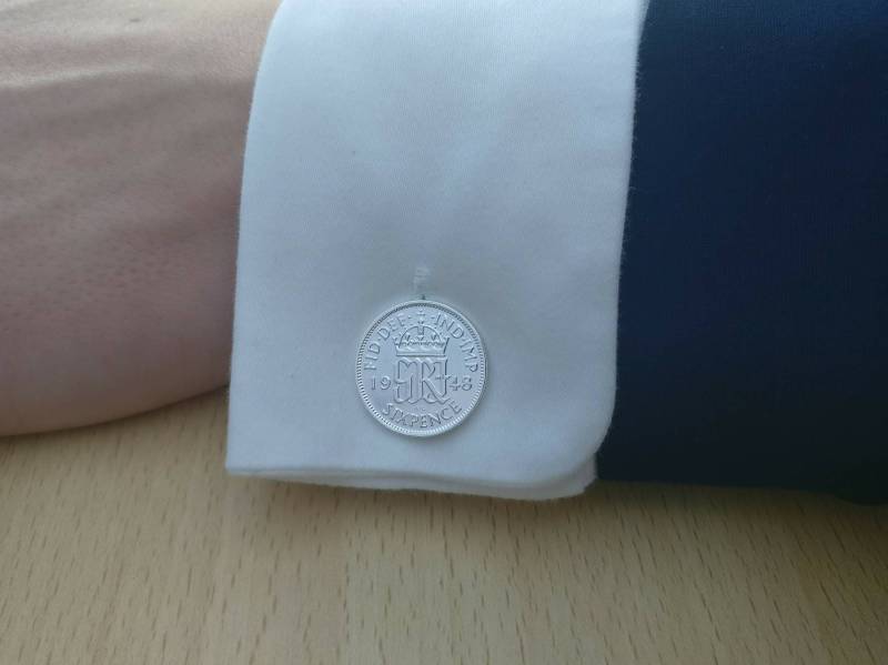 1948 Sixpence - Versilberte Münz Manschettenknöpfe von CoinCreationsShop