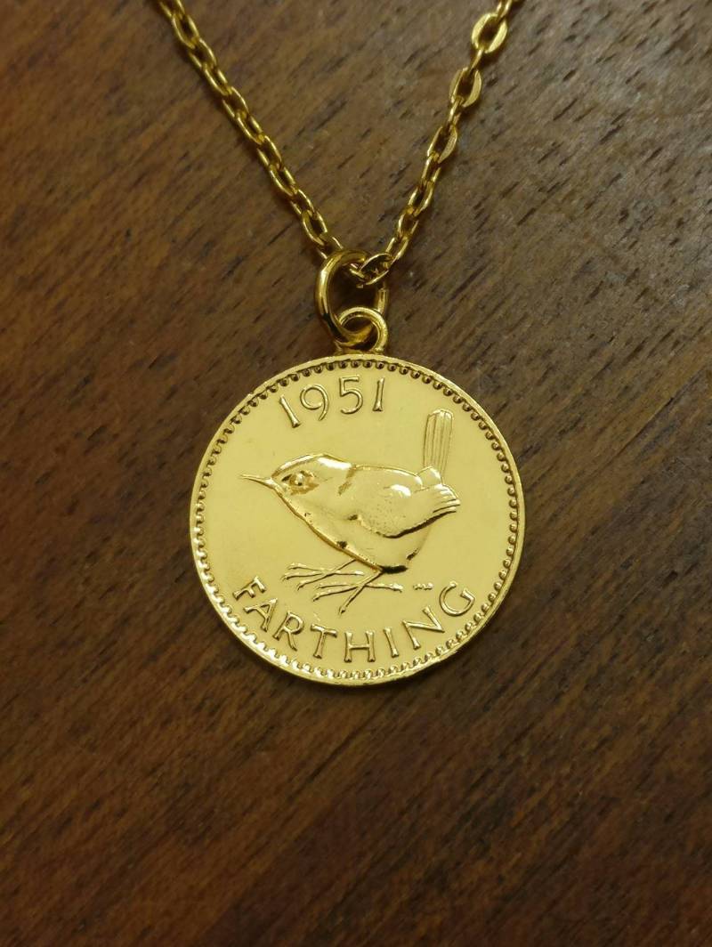 1951 George Vi Farthing - Vergoldete Halskette von CoinCreationsShop