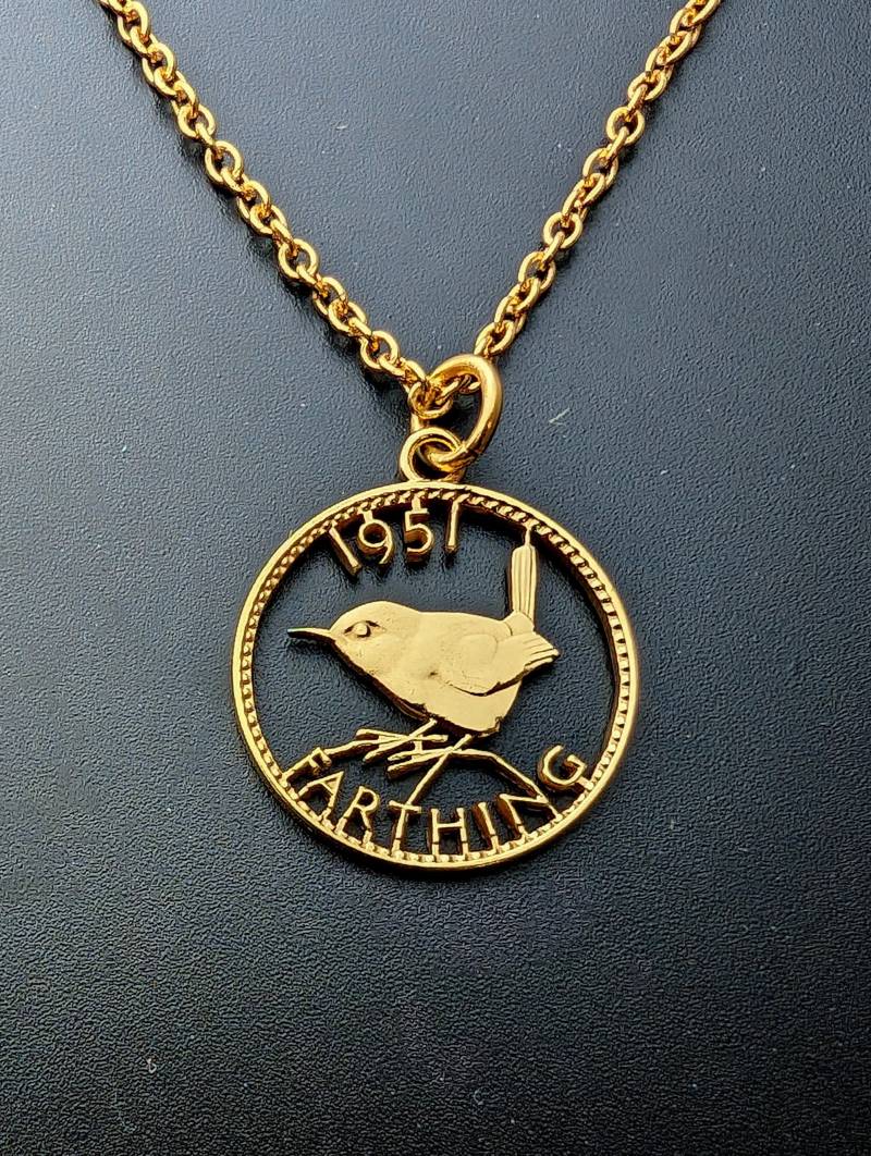 1951 Wren Farthing - Cut Out Münze Halskette von CoinCreationsShop