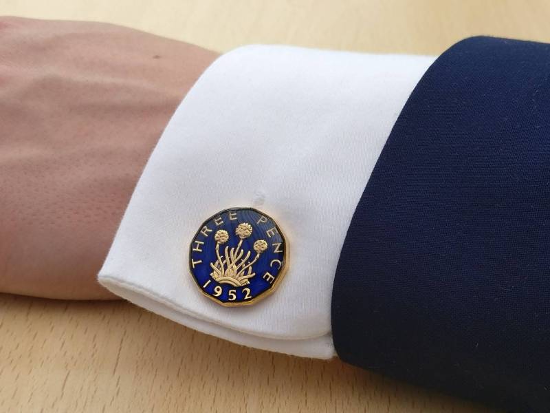 1952 George Vi Threepenny - Emaillierte Manschettenknöpfe von CoinCreationsShop