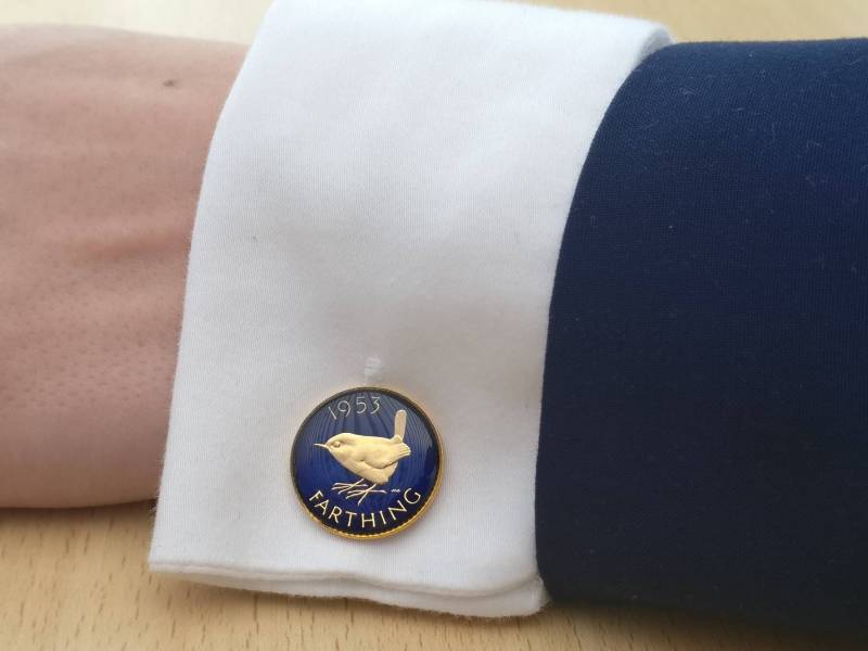 1953 Farthing - Manschettenknöpfe Mit Emaille-Münze von CoinCreationsShop