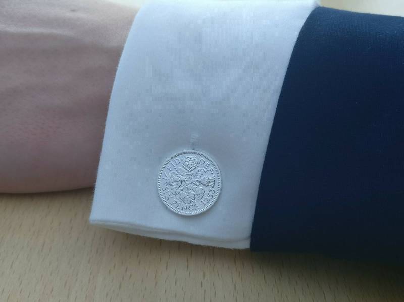 1953 Sixpence - Manschettenknöpfe Mit Versilberter Münze von CoinCreationsShop