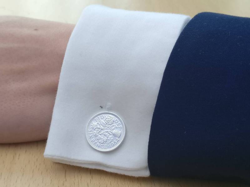 1954 Sixpence - Manschettenknöpfe Mit Versilberter Münze von CoinCreationsShop