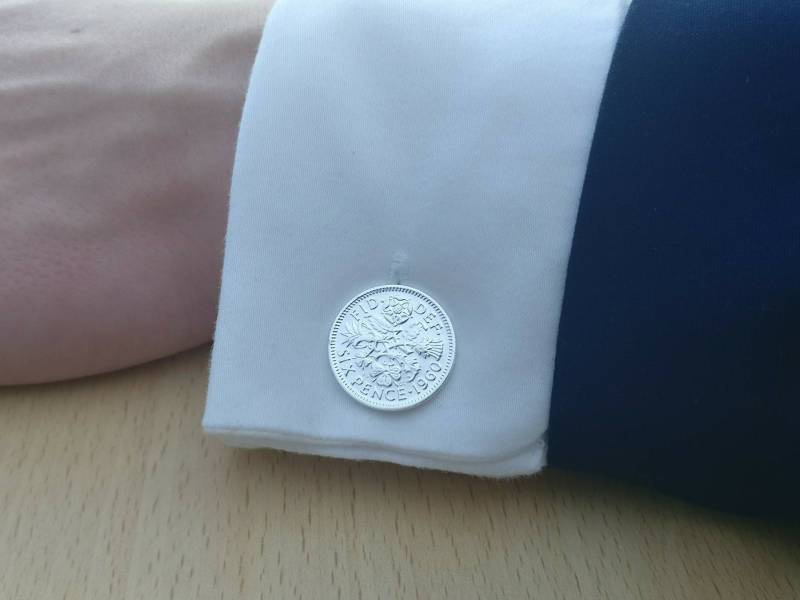 1960 Sixpence - Manschettenknöpfe Mit Versilberter Münze von CoinCreationsShop