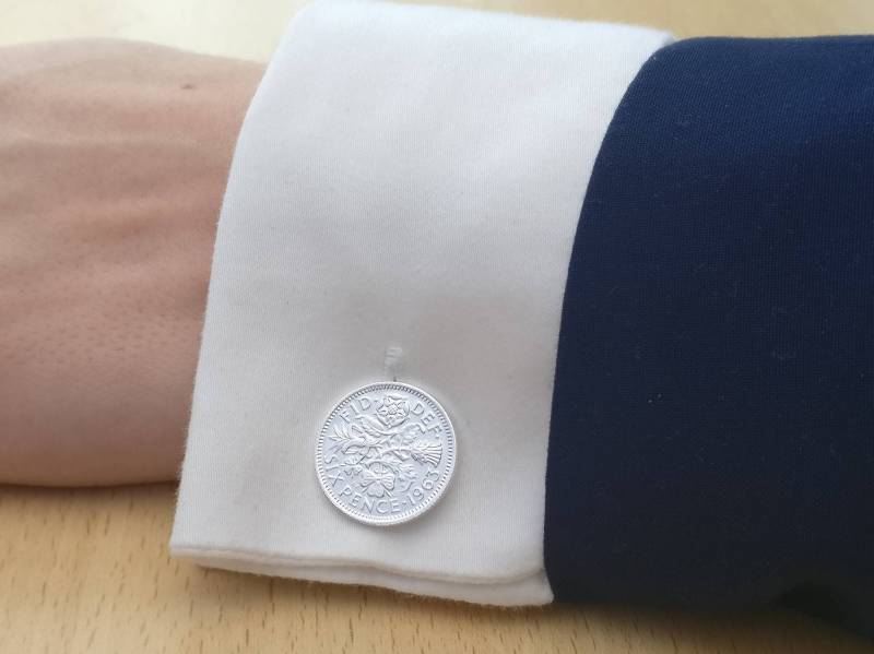 1963 Sixpence - Manschettenknöpfe Mit Versilberter Münze von CoinCreationsShop