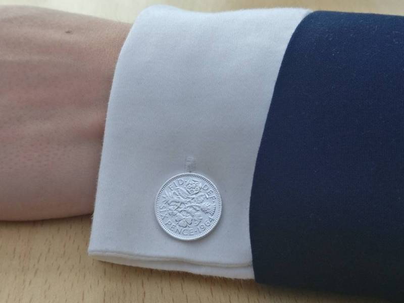 1964 Sixpence - Manschettenknöpfe Mit Versilberter Münze von CoinCreationsShop