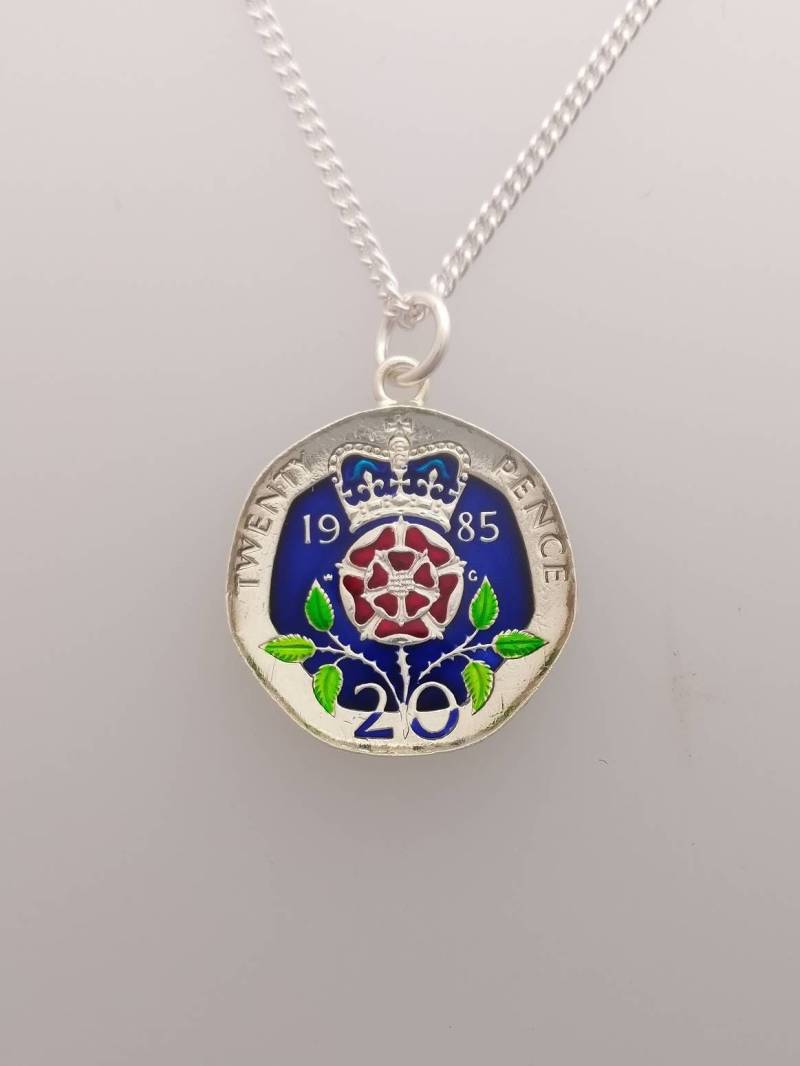 1985 Twenty Pence - Emaillierte Münzhalskette von CoinCreationsShop