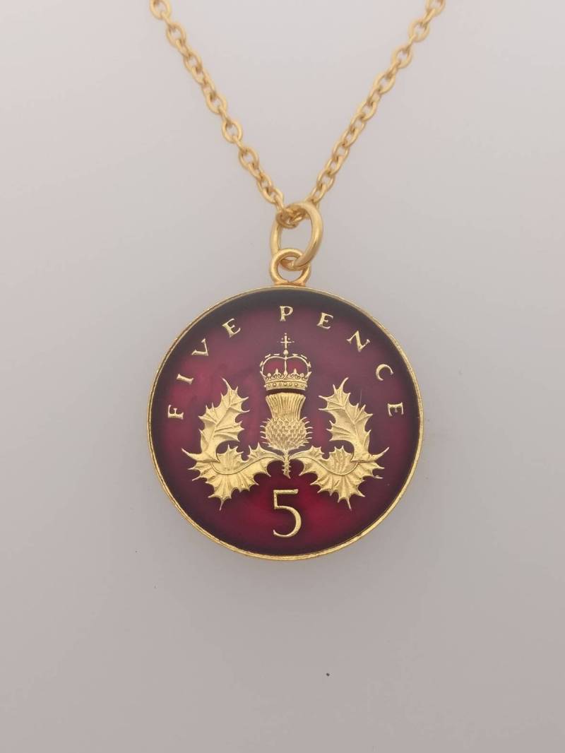 1988 Five Pence - Emaillierte Münzhalskette von CoinCreationsShop