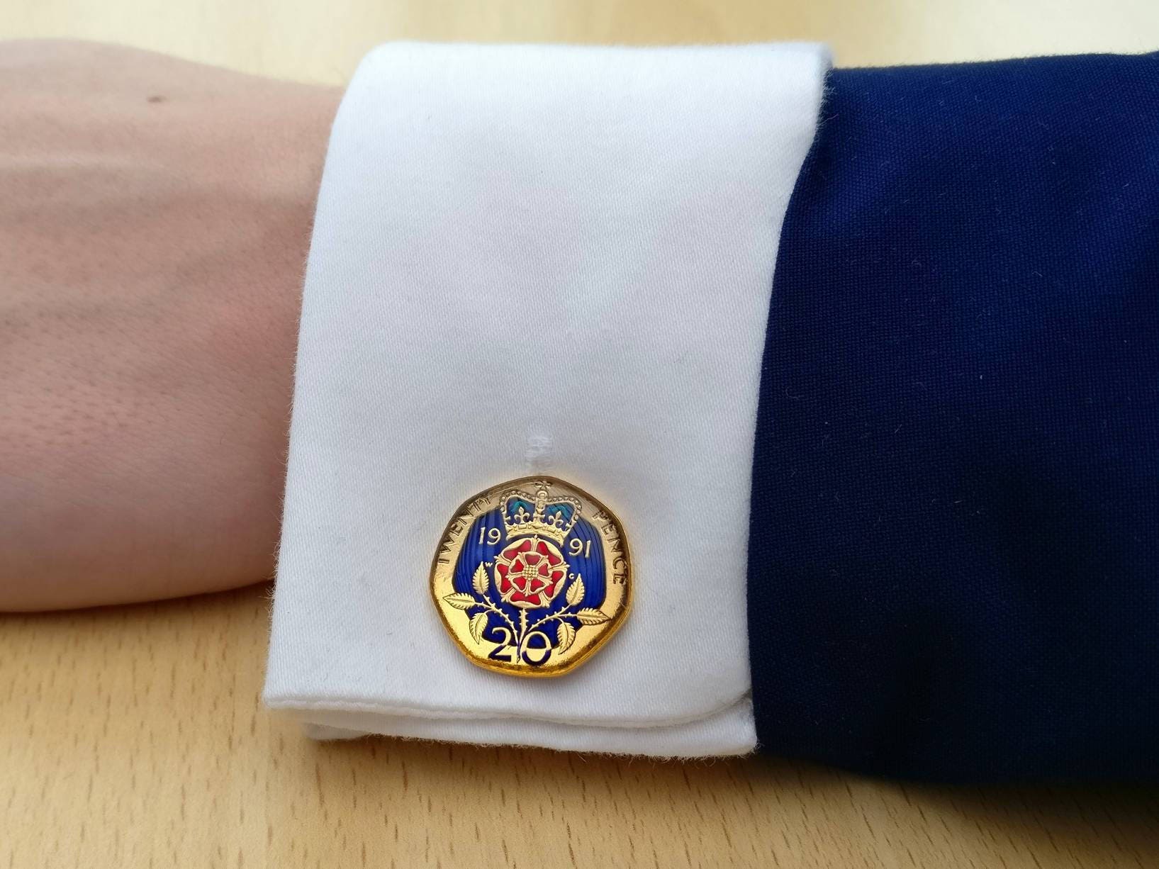 1991 Twenty Pence - Emaillierte Münz-Manschettenknöpfe von CoinCreationsShop
