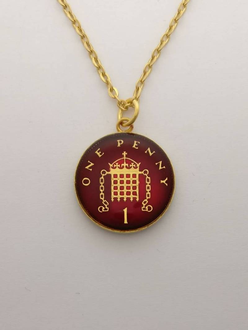 1997 One Penny - Emaillierte Münz-Halskette von CoinCreationsShop