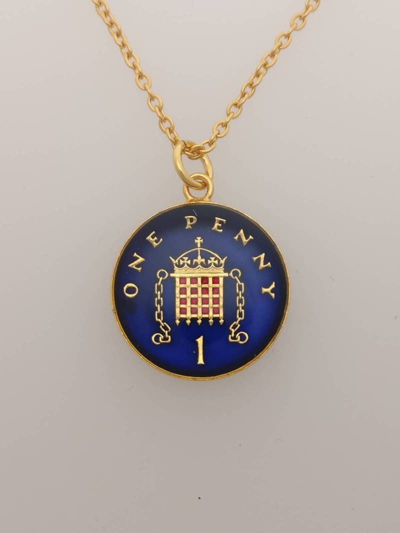 2001 One Penny - Emaillierte Münz-Halskette von CoinCreationsShop