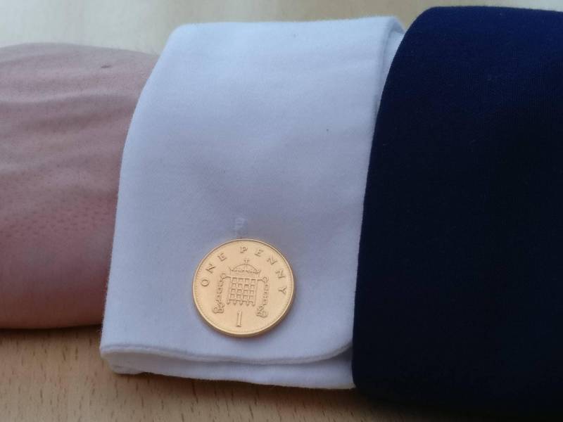 2001 One Penny - Manschettenknöpfe Mit Vergoldeter Münze von CoinCreationsShop