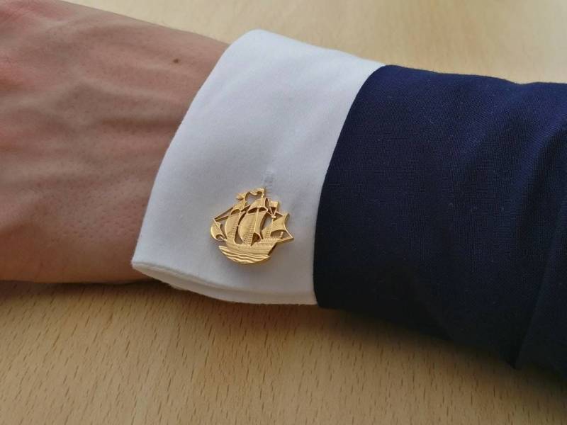 Mitte Eines Halfpenny Ships - Manschettenknöpfe Mit Ausgeschnittener Münze von CoinCreationsShop