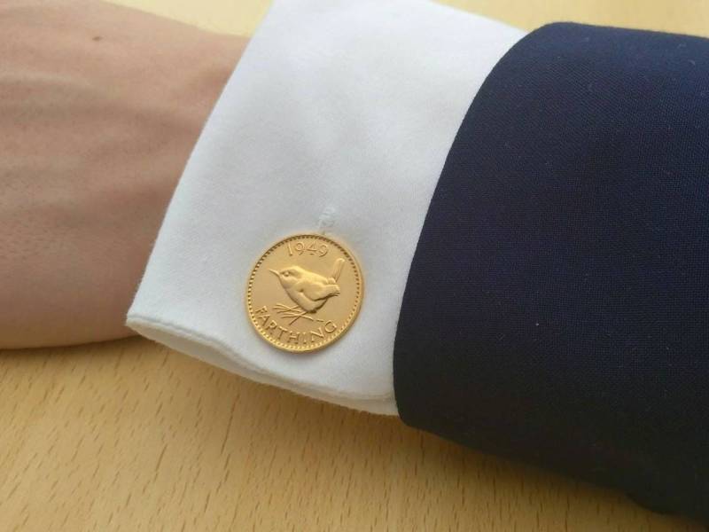 Wren Farthing | 1937-1955 - Manschettenknöpfe Mit Vergoldeter Münze von CoinCreationsShop