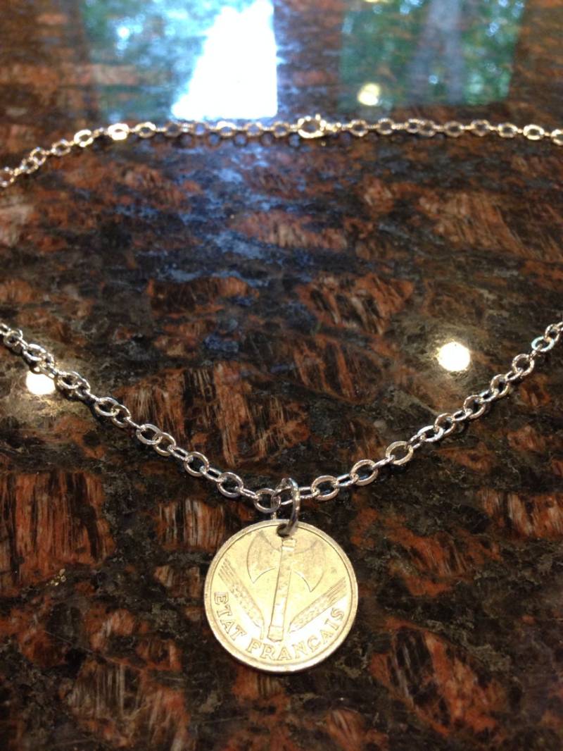 1945 Frankreich 1 Franken Münze Halskette von CoinCutters