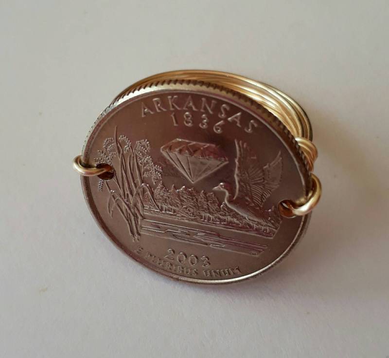 Arkansas State Viertel Draht Gewickelt Ring von CoinCutters