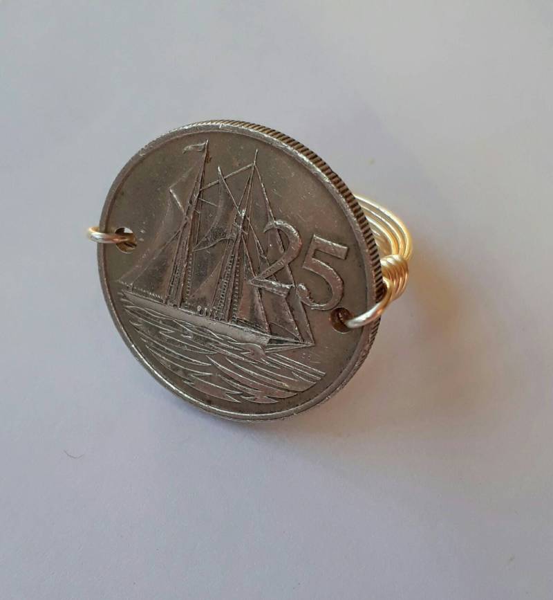 Cayman Islands 25 Cent Draht Gewickelt Ring Cayman Islands 25 Cent Draht Gewickelt Ring von CoinCutters