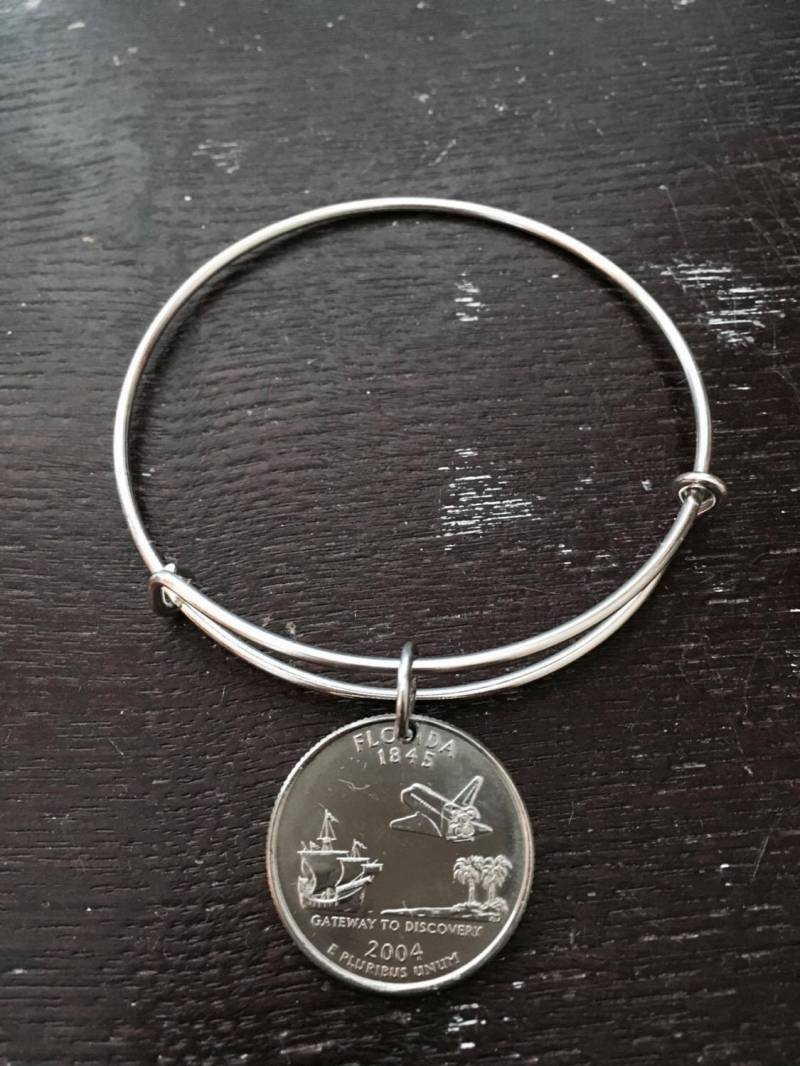 Florida State Quarter Erweiterbare Stil Draht Armreif von CoinCutters