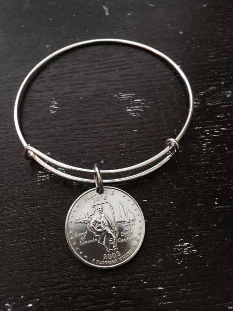 Illinois State Quarter Erweiterbare Draht Armreif von CoinCutters